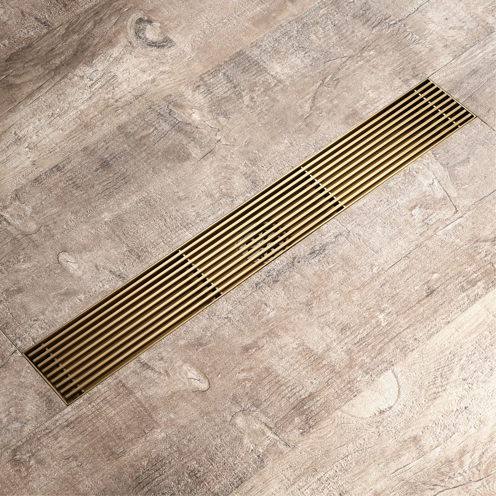 

304 Stainless Steel Floor Drain Brushed Rectangle 60cm Bathroom Hair Strainer Kitchen Anti Odor Drains Long Drainer Shower Drain