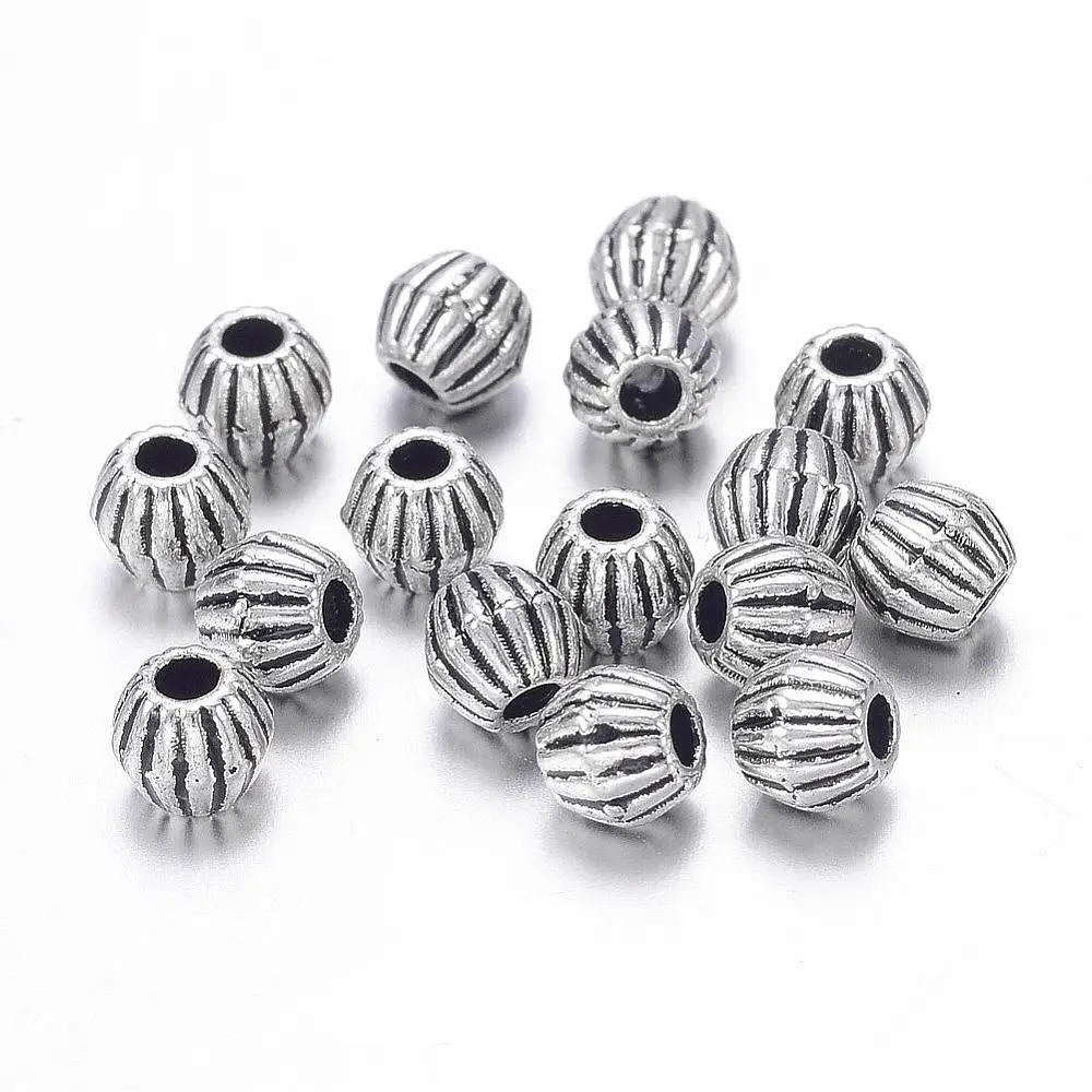 

100 Pc Antique Silver Tibetan Style Bicone Spacer Beads, Lead Free & Nickel Free & Cadmium Free, Size:4.5x4mm, hole: 1mm.