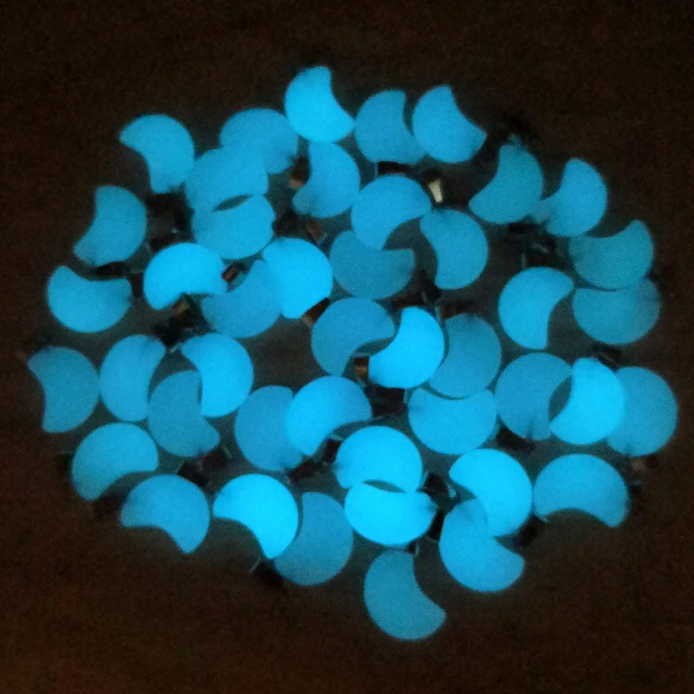 

fashion blue Luminous stone moon charms pendants for jewelry making 50pcs/lot Earring Necklace accessories Wholesale