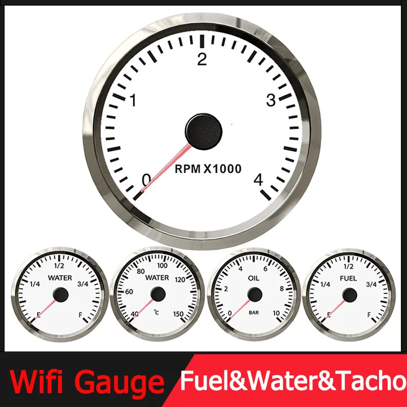 Тахометр автомобильный 52 мм с Wi-Fi измеритель уровня воды и масла датчик топлива