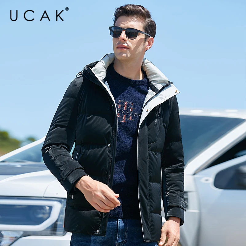 

Мужской классический пуховик с капюшоном UCAK, однотонный белый пуховик на 90% утином пуху, U8027