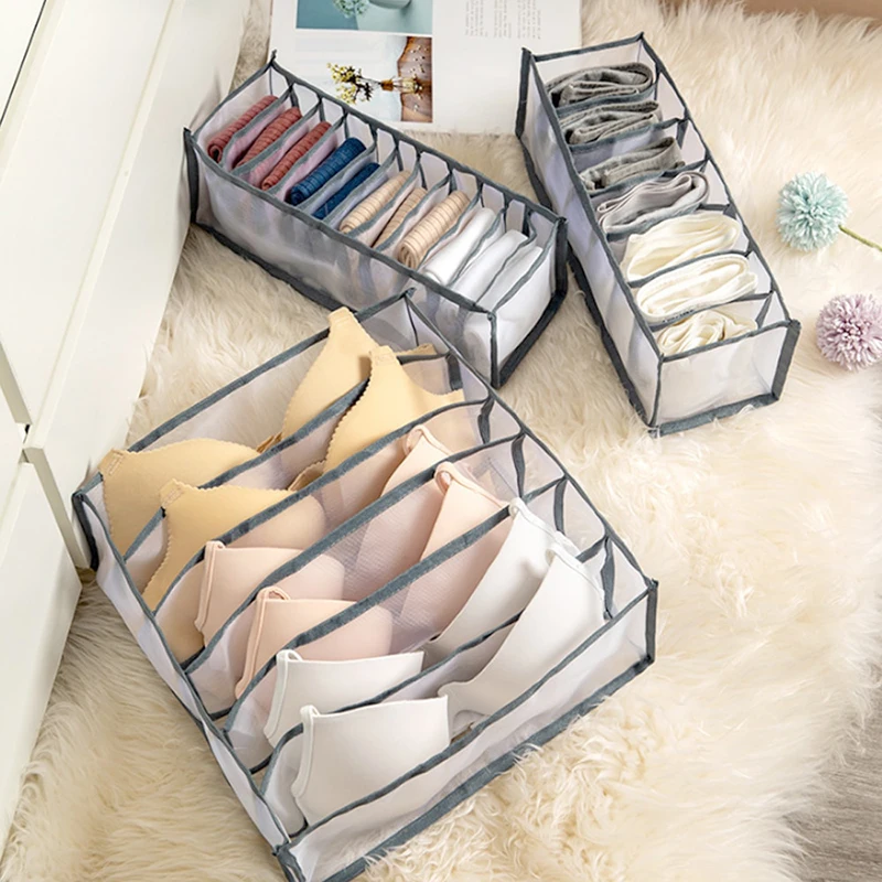 

Bra Storage Boxes Underwear Clothes Organizer Drawer Nylon Divider Closet Organizer For Folding Ties Socks Shorts Organizer