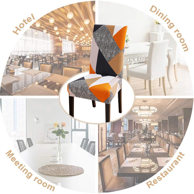 

1/2/4/6PCS Spandex Elastic Printing Dining Chair Slipcover Removable Anti-dirty Chair Cover for Banquet Wedding Kitchen