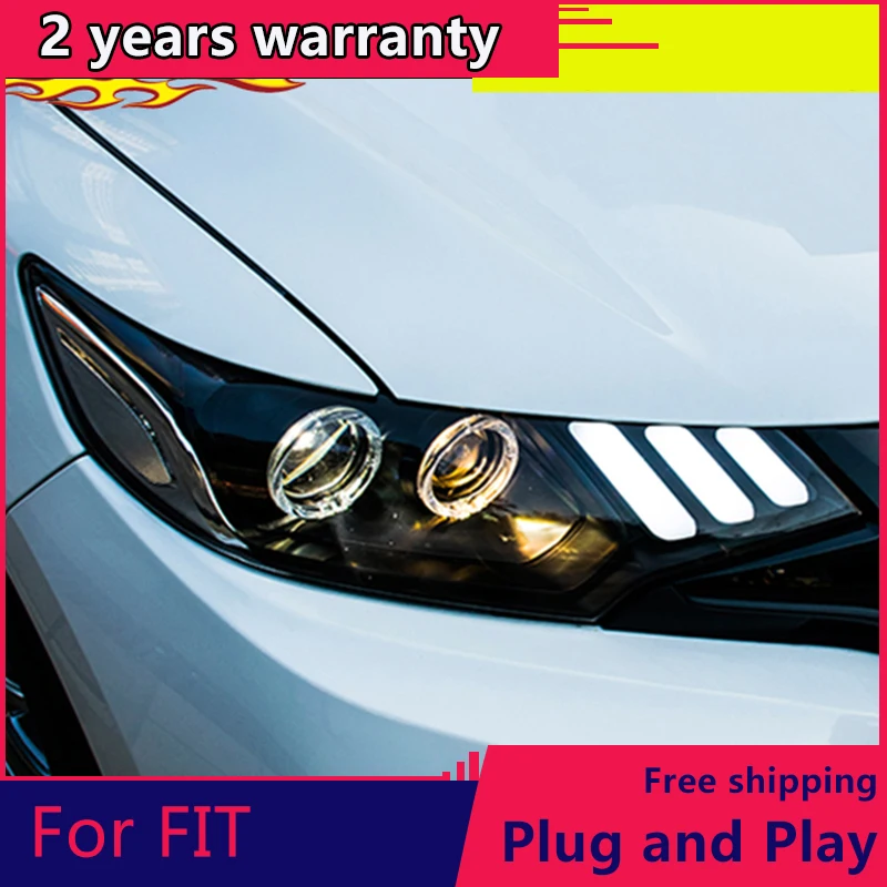 

Автомобиль Стайлинг для Honda FIT LED головной светильник 2014 2016 2017 2018 2019 джазовая фара GK5 с DRL биксеноновый луч света