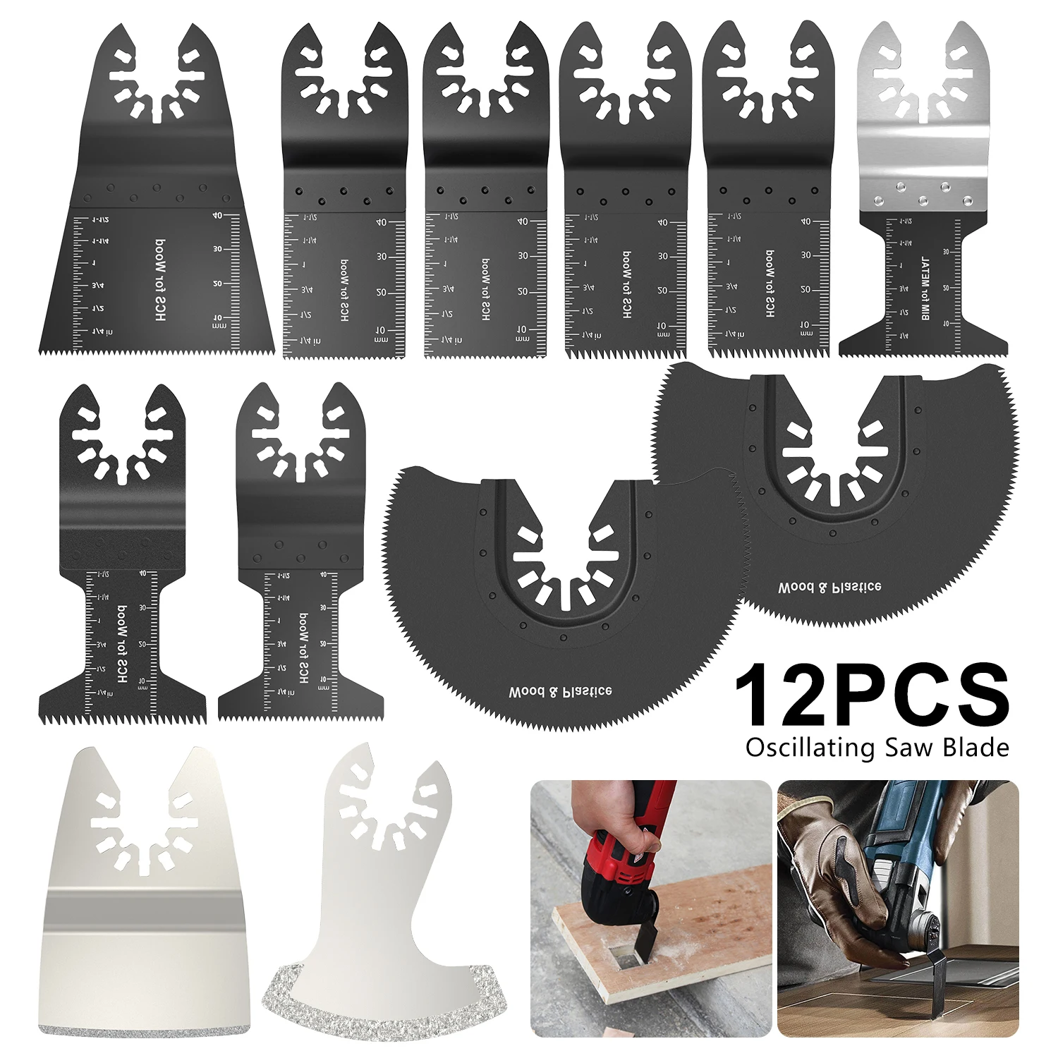 

12pcs Multi-Function Bi-metal Precision Saw Blades Oscillating Blade Multi Wood Cut Kit Chipboard Tool Circular Saw Blade
