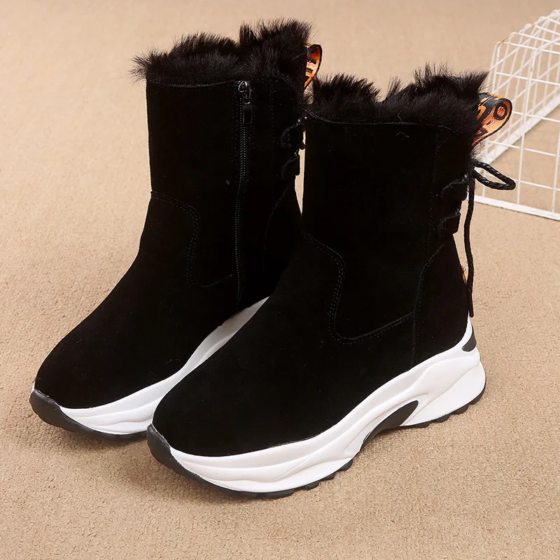 

Зимние ботинки, короткие ботинки на толстой подошве, высокие ботинки с хлопковой молнией сбоку, сохраняющие тепло, Нескользящие, с флисовой ...