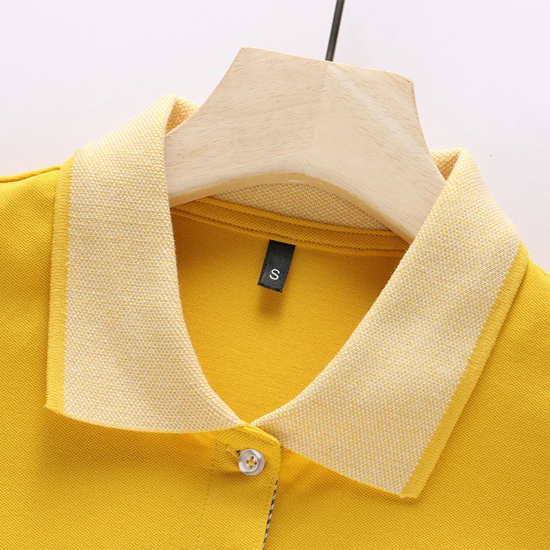 

2021 spring and summer fashion Korean version Lapel bottoming shirt vermilion crisp and versatile comfortable t-shirt women's