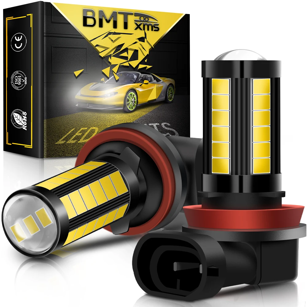 BMTxms 2 шт. противотуманных фар Светодиодный H11 H8 H16JP 5630 33SMD светодиодный H10 HB3 9005 HB4 9006