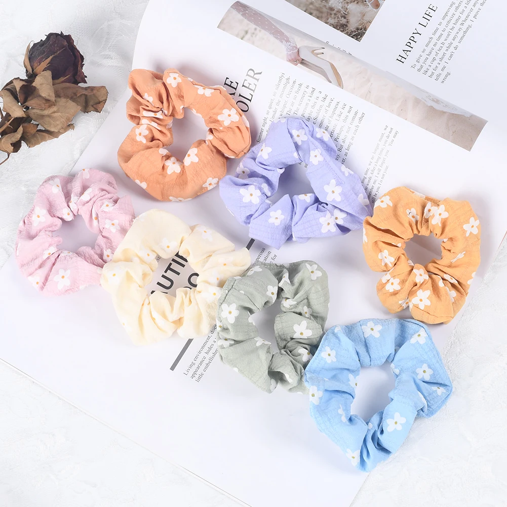 

1 Pcs Fashion Korean Version Hair Rings Little Daisy Large Intestine Circle Daily Fabrics Hair Ring Rope Ins Hair Accessories