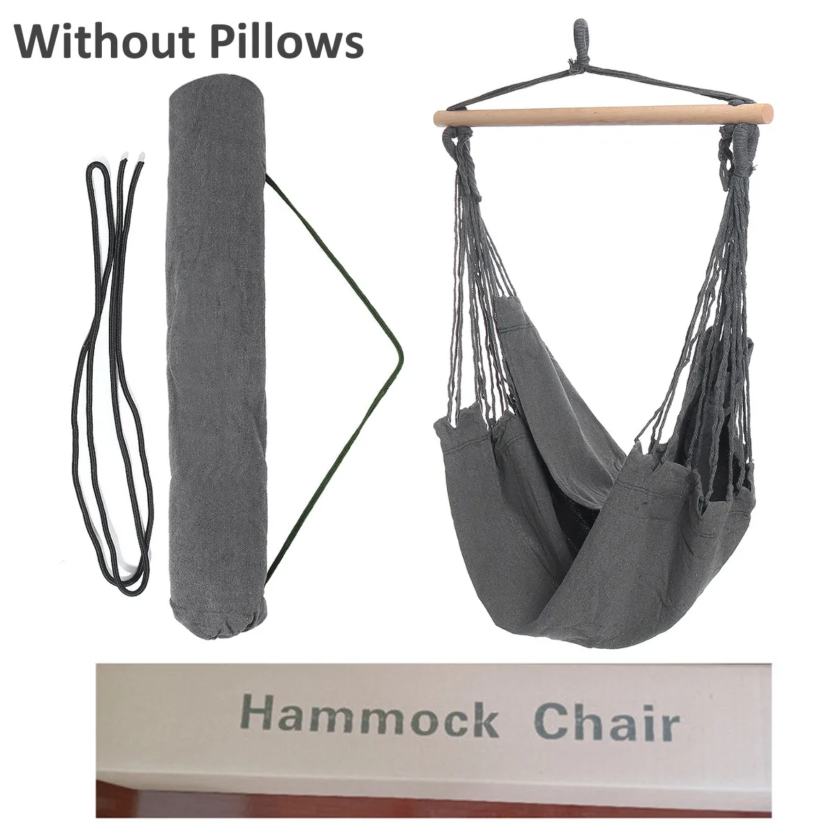 

Portable Hanging Hammock Chair Swing Thicken Porch Seat Garden Outdoor Camping Patio Travel Storage Bag Packing Box with Pillow