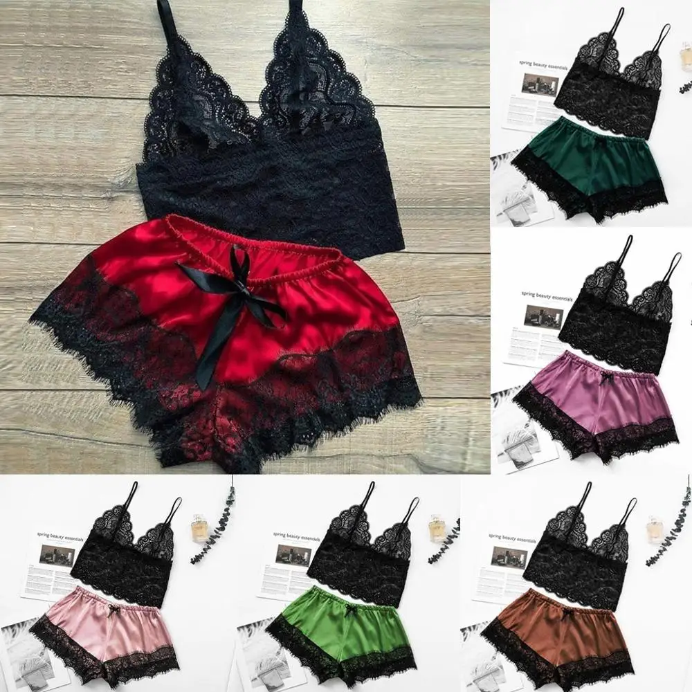 Женское Сексуальное белье Babydoll пижамы размера плюс атласная шелковая майка