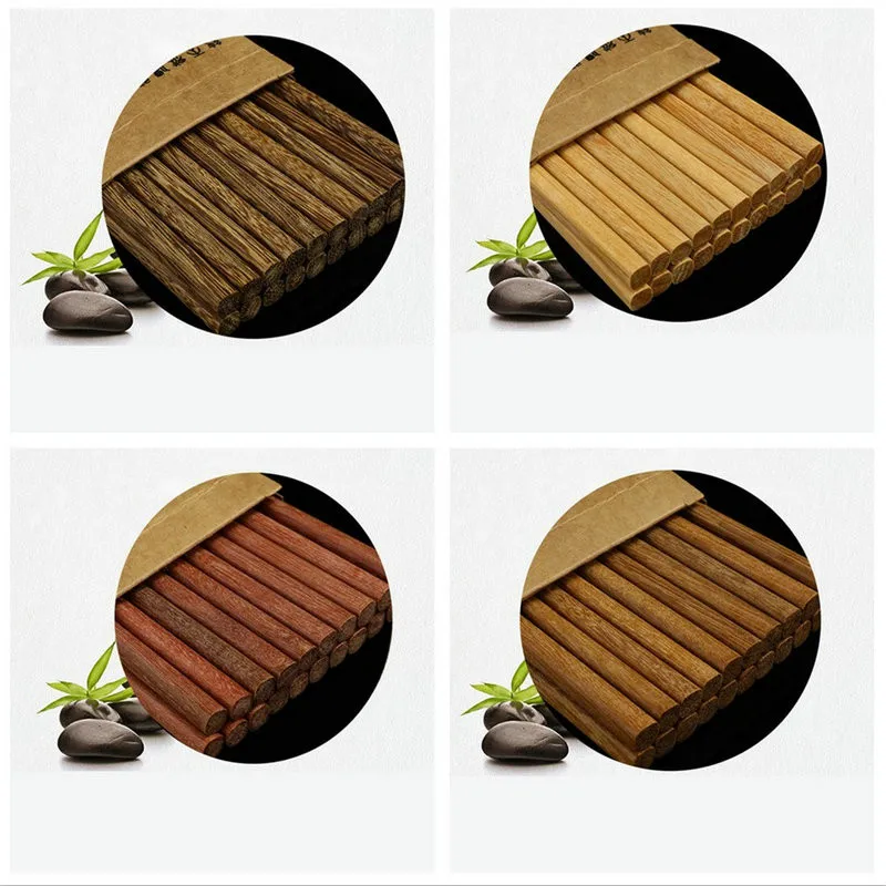 

10 Pairs Chopsticks Reusable Wooden Bamboo Chinese Japanese Chop Stick Food Sticks Palillos Chinos Wooden Chopsticks