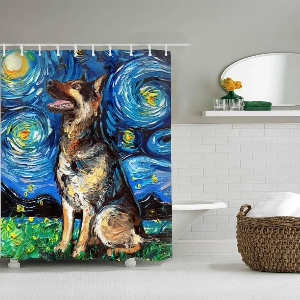 

Водонепроницаемая шторка для душа с изображением немецких овчарок