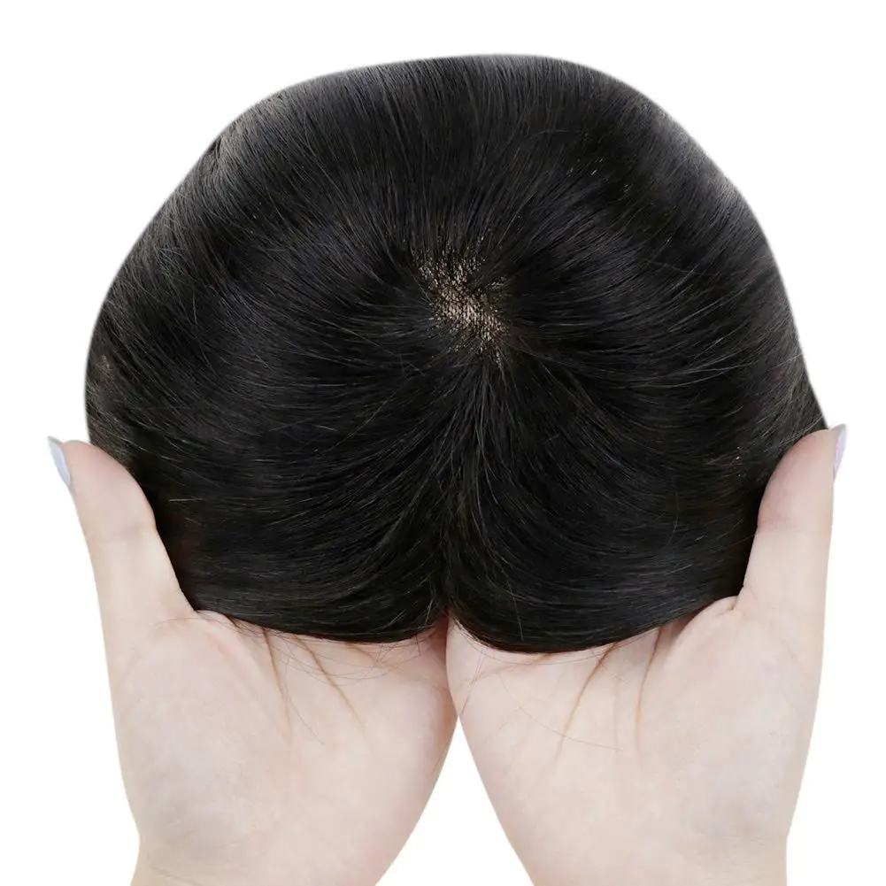 

[5 Colors] Ugeat Topper Hair Piece Mono Hair Topper 5X5in Crown Hair Extensions Clip in Toupee Wiglets 8-12Inch Human Hairpieces