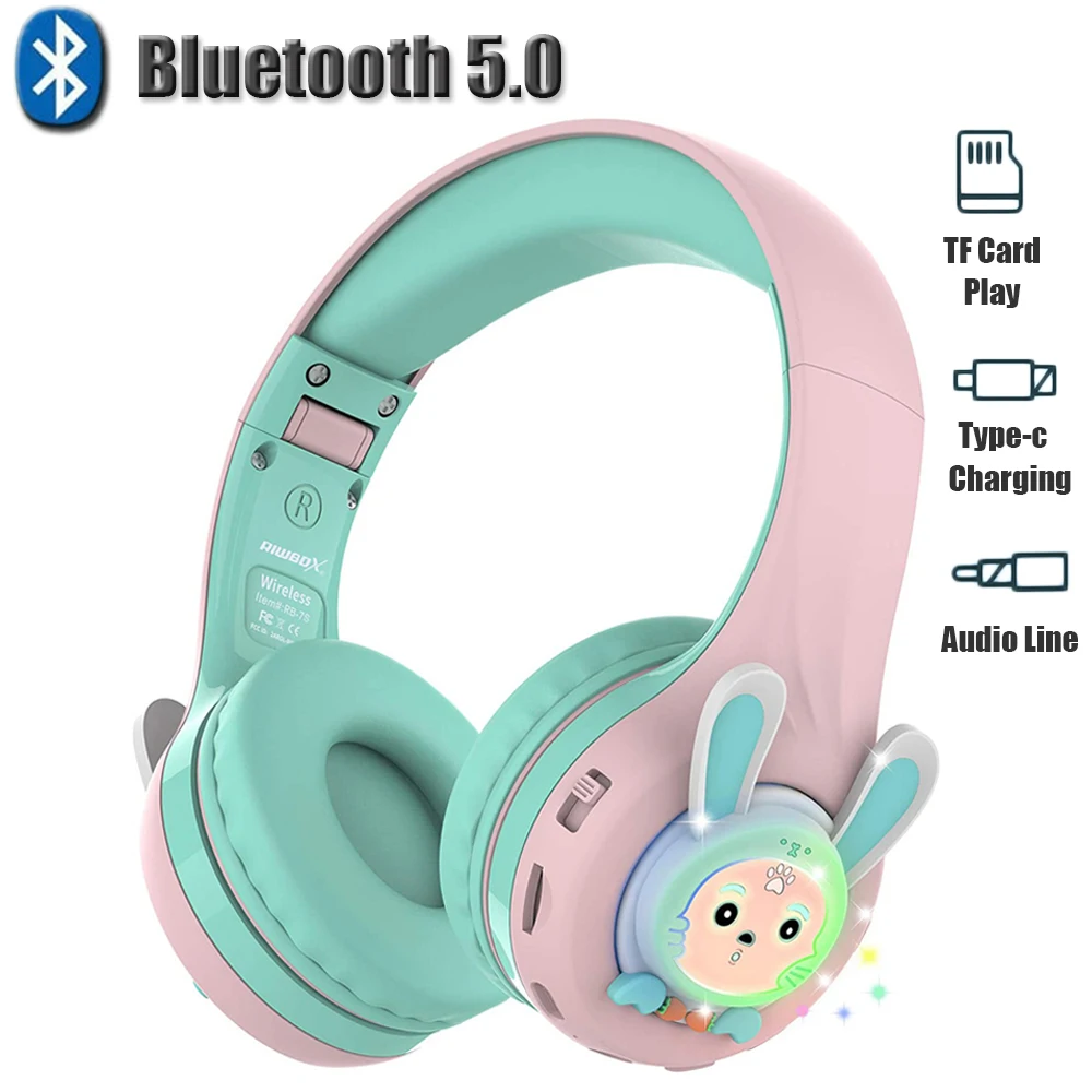 

Милые беспроводные складные наушники, Bluetooth гарнитура, безопасный громкость, детские наушники с микрофоном, TF слот для карты, поддержка гром...