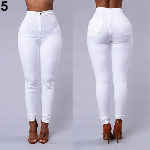 

Solid color Candy colors Women Pencil Stretch Casual Denim Skinny Jeans Pants High Waist Trousers Jeans Pants Plus Size