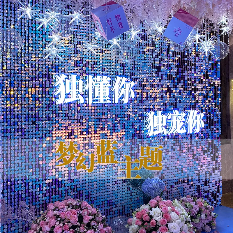 

Wall Event Decor Shiny 30x30cm Background Boards with PET Square Sequins For Wedding Backdrops Stage Decorative Panels Sequin