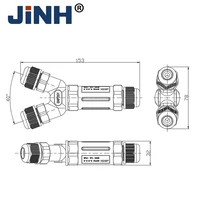 jinh waterproof ip68 waterproof connector 345 ways y type wire plug for electrical accessories cable connector