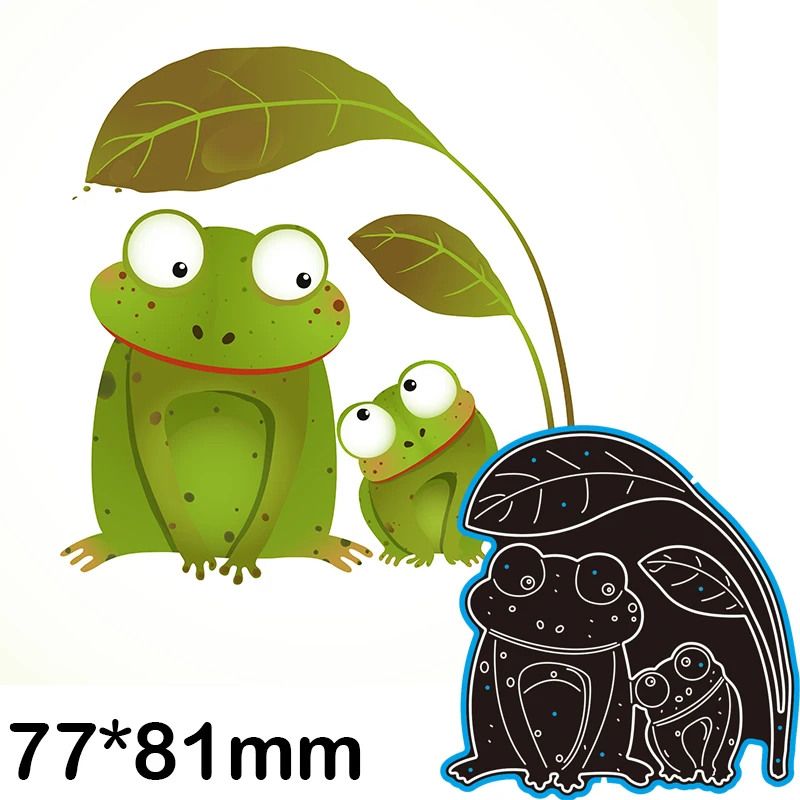 

Cutting Dies Two Frogs Under the Leaf Metal for DIY Scrapbooking Photo Album Embossing Paper Card 77*81mm