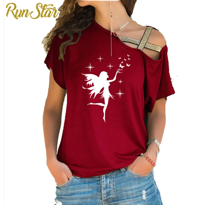 

2021 Летняя женская футболка с принтом, футболки для девушек, необычная женская футболка с перекрестными завязками, женская одежда