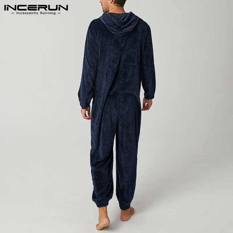 Зимние мужские Пижамные комбинезоны Флисовая теплая Домашняя одежда с длинным