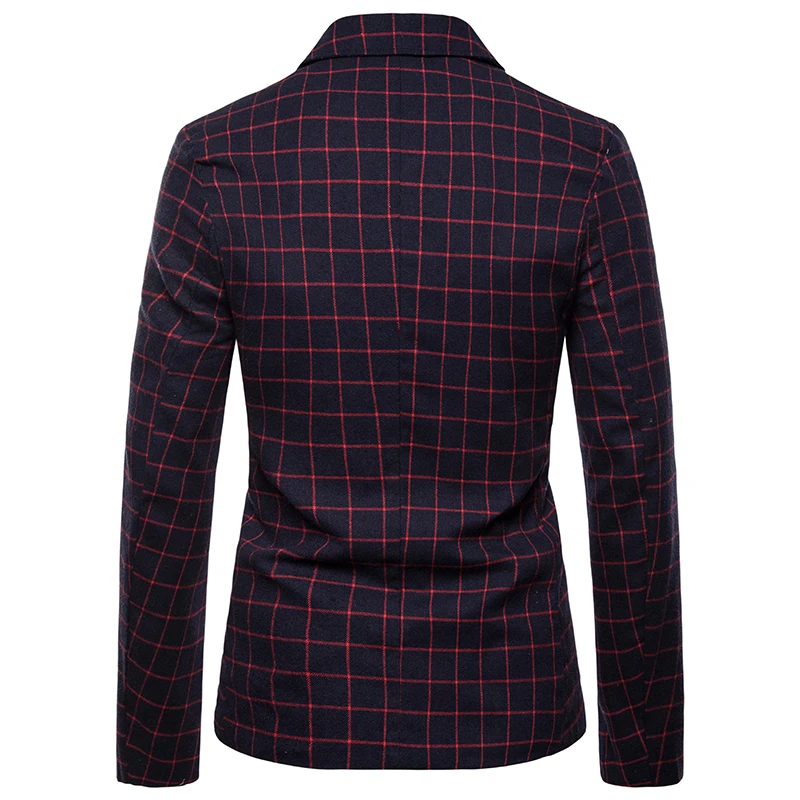 Мужской пиджак размера плюс осенне-зимний приталенный в клетку деловой мужской