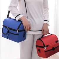 portable double layer thermal bag packed lunch picnic basket hiking camping lunch box insulated handbag food storage cooler bag