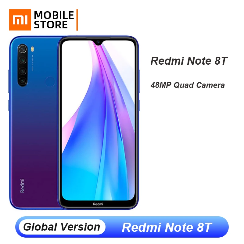 Глобальная версия Xiaomi Redmi Note 8T 4 Гб 128 ГБ 48 МП Четырехъядерный Смартфон Snapdragon 665 Восьмиядерный FHD экран 6,3 дюйма 4000 мАч NFC