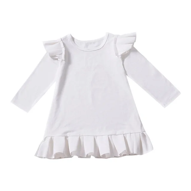 H956-White Новые зимние платья для маленьких девочек, темно-синее плиссированное платье с длинными рукавами-буфами, детское Повседневное платье - Цвет: H956-White