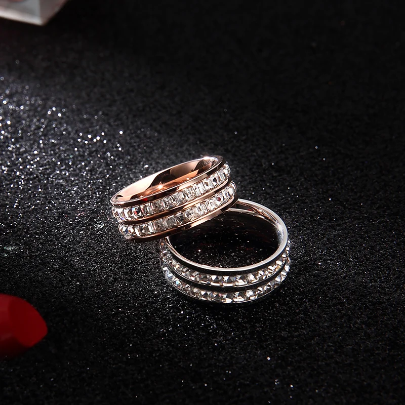 18KGP роскошные кольца цвета розового золота с фианитом AAA модные ювелирные