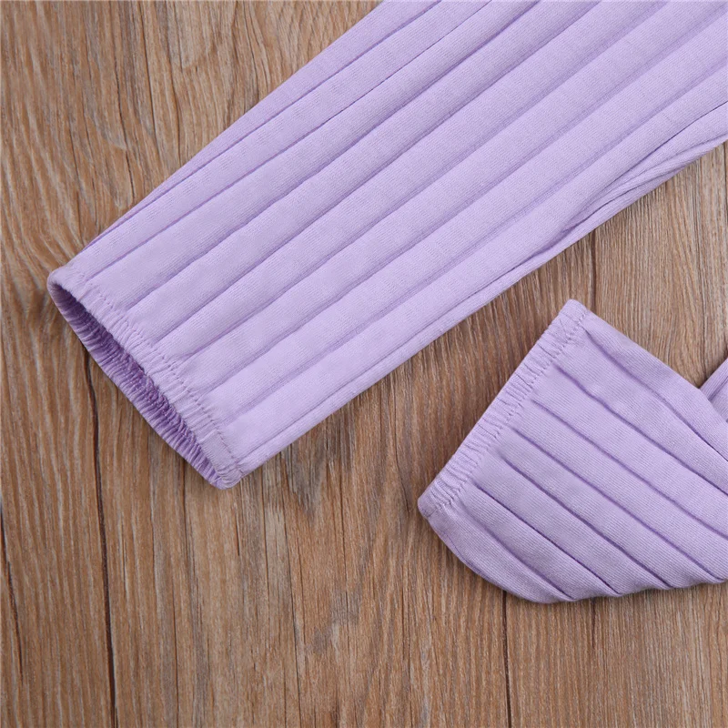 

2Pcs Clothes Set Children Kid Girl Flying Sleeve Ribbed Knit Vest Solid Color Tops Elastic Waistband Trousers Summer