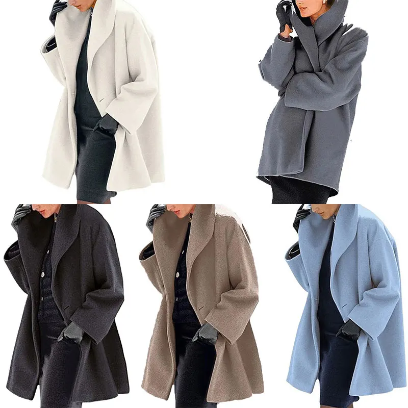 

Loose Woolen Coat Winter Womens Winter Wool Coat Trench Jacket Ladies Warm Slim Long Overcoat Outwear