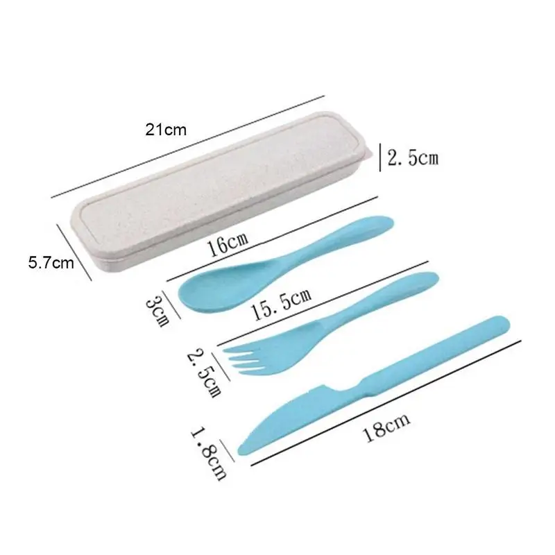 

3pcs/set Travel Cutlery Portable Cutlery Box Japan Straw Student Spoon Fork Dinnerware Tableware Knife Style Sets Kitchen W M4H5