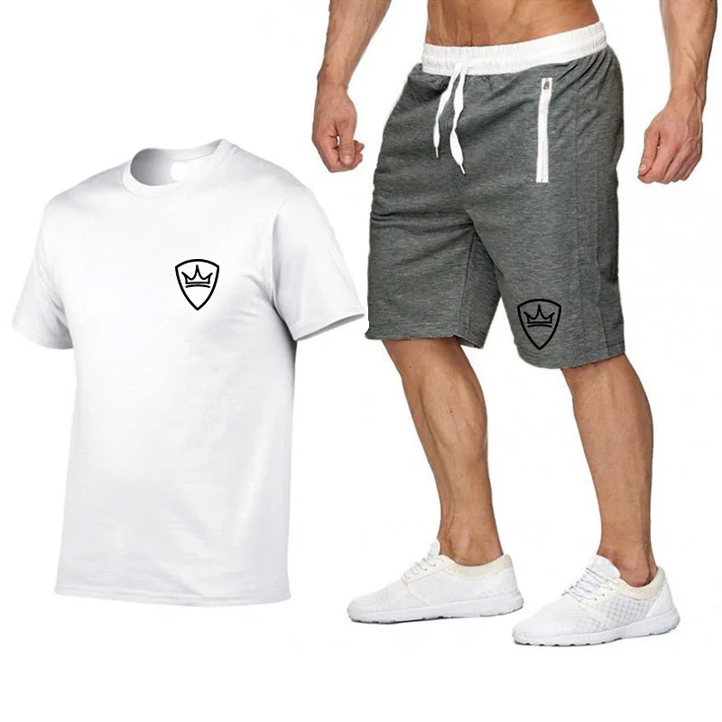 Комплект мужской спортивной одежды с коротким рукавом спортивный костюм для