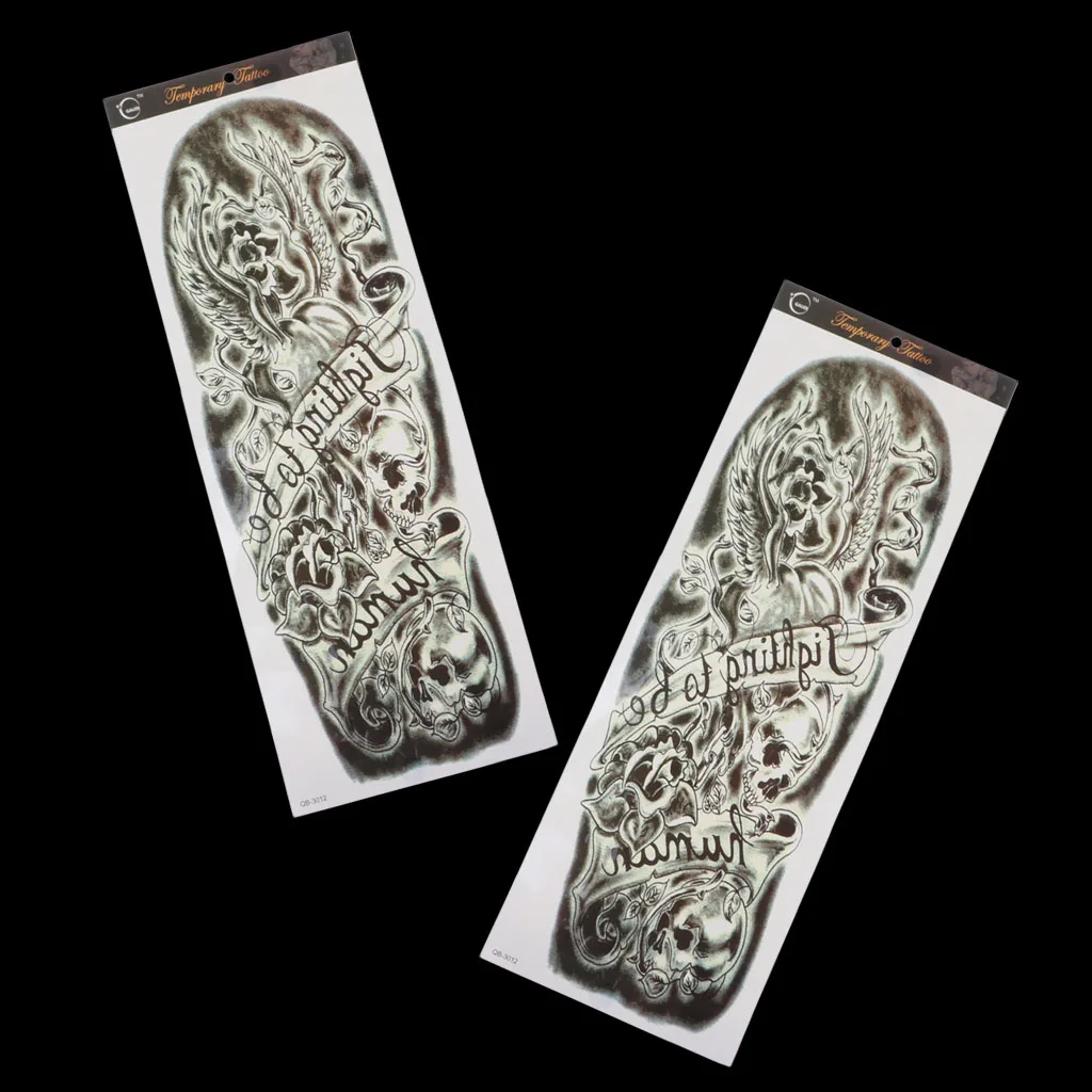 Временная татуировка на всю руку черные наклейки тело для мужчин и женщин (2