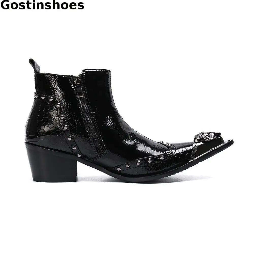 Мужские рабочие ботинки без шнуровки на боковой молнии модельные из натуральной