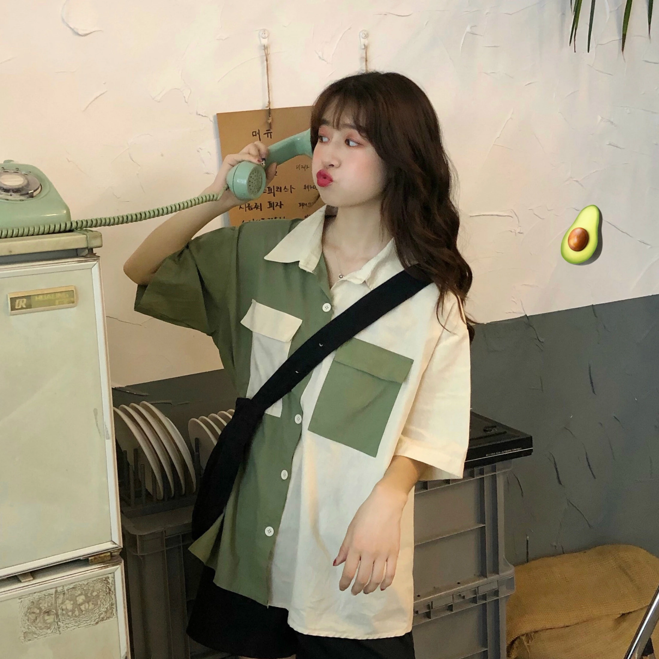 Блузка женская с коротким рукавом свободная Простая рубашка в стиле Харадзюку