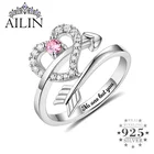 Женские обручальные кольца AILIN, обручальные кольца из стерлингового серебра 925 пробы с кубическим цирконием в форме сердца, размеры 5, 11, 12