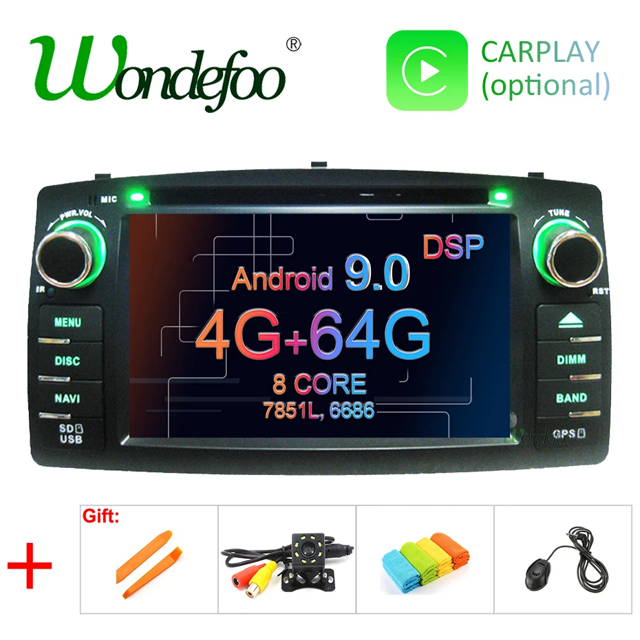 DSP 2 din Android 9,0 4G 64G Автомобильный dvd-плеер для Toyota Corolla E120 BYD F3 мультимедийный плеер стерео gps Радио Навигация