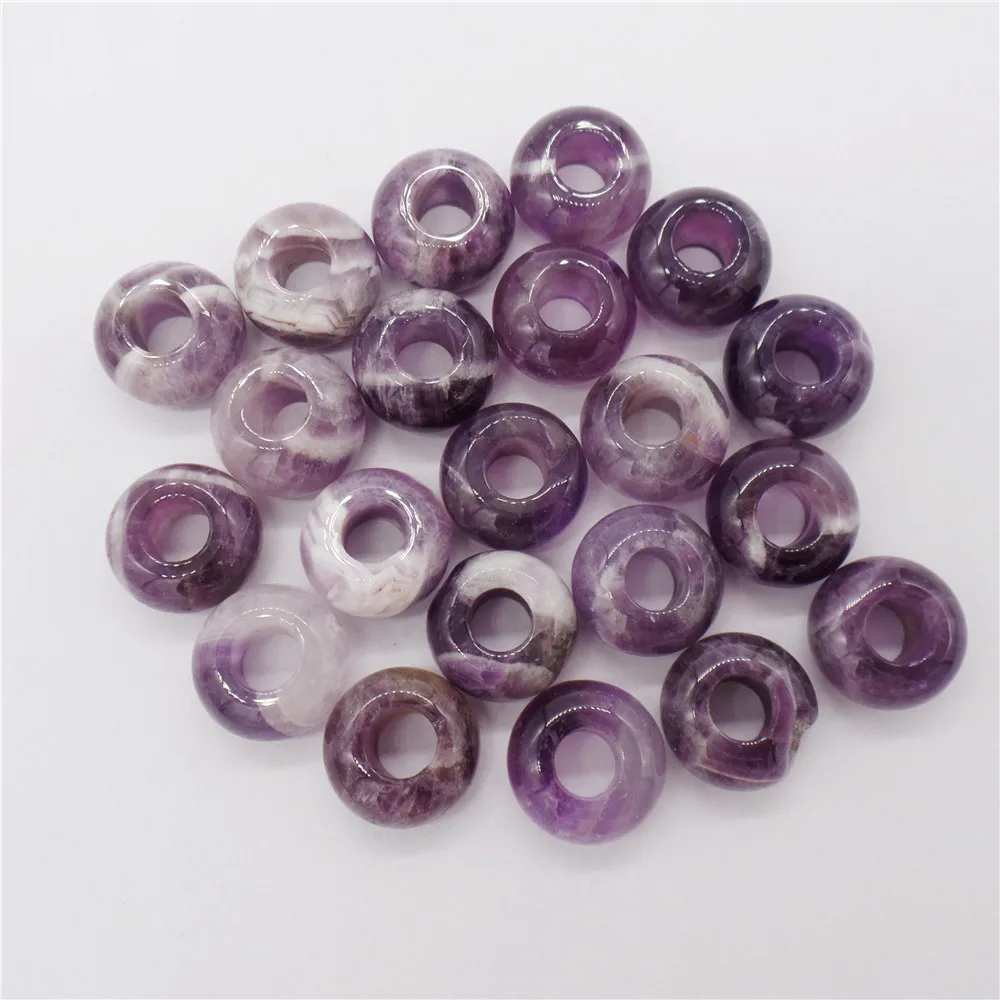 

20Pcs 14x8mm Hand-Carved Natural Purple Amethyst Large Hole Beads For DIY Jewelry Making Necklace Accessories