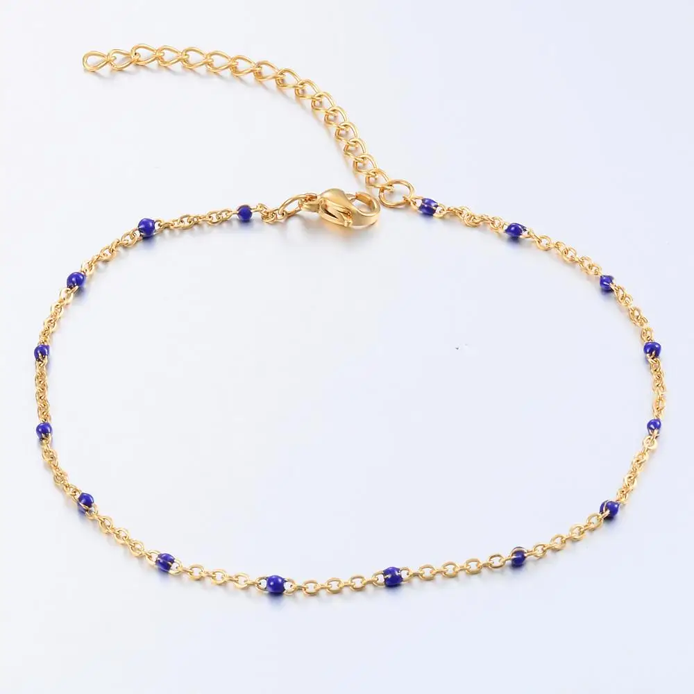 Stainless Steel Gold/Steel Tone Beaded Chain Bracelet Colorful Enamel Fashionable Ladies Jewelry | Украшения и аксессуары