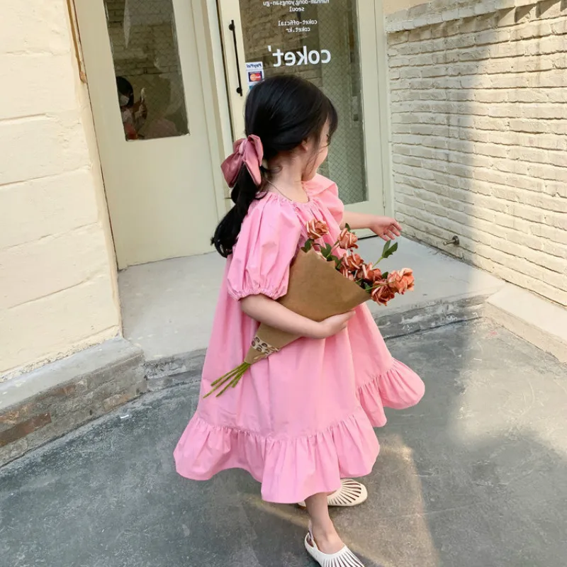 

2021 Весна новое поступление; Летнее модная одежда для девочек в Корейском стиле; Дизайнерское детское платье детское хлопковое платье для де...