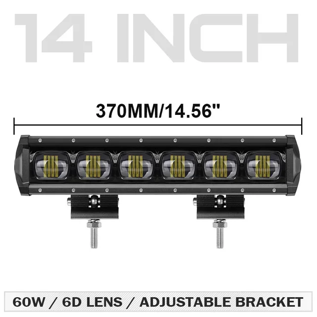 14 inch work light DERI 6D объектив 30 Вт 60 Вт 8 дюймов Однорядный точечный светодиодный светильник 14 дюймов светодиодный светильник для внедорожника 4WD грузовик ATV 12 в 24 в автомобильный светильник s - Цвет: 14 inch work light