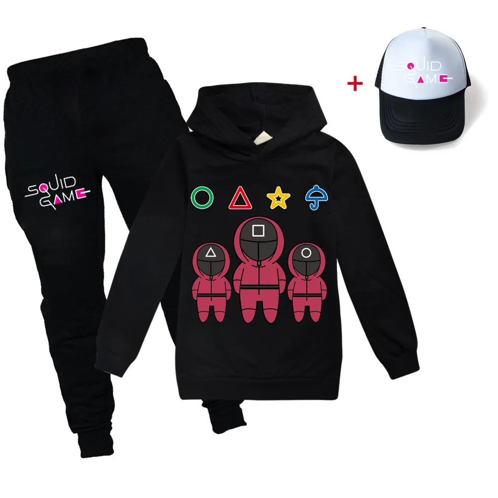 

2021 Рождественский хлопковый детский спортивный костюм, комплекты осенней одежды для детей, для мальчиков и девочек, одежда для игры кальмар...