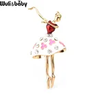 Женская эмалированная брошь Wuli  baby, красно-синяя брошь с дизайном девочка, повседневная брошь для вечеринки, подарки