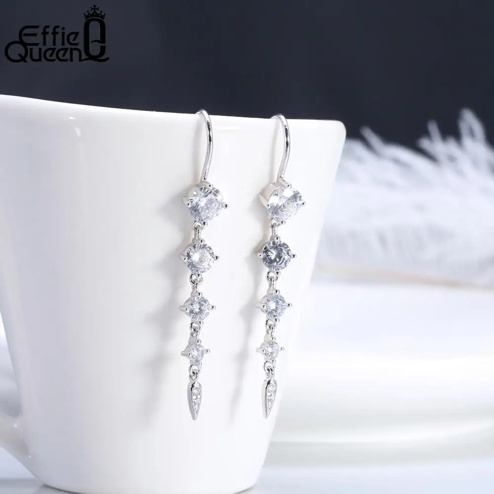 Женские серьги подвески из серебра 925 пробы с фианитом|Серьги-подвески| |