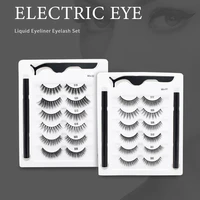 6 pairs eyelashes set magic mink false lashes self adhesive repeated use makeup waterproof liquid eyeliner with tweezer
