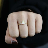 fashion new styles opal ring with gold color plated cz paved tiny band finger crown ring jewelry for women wedding jewelry bulk