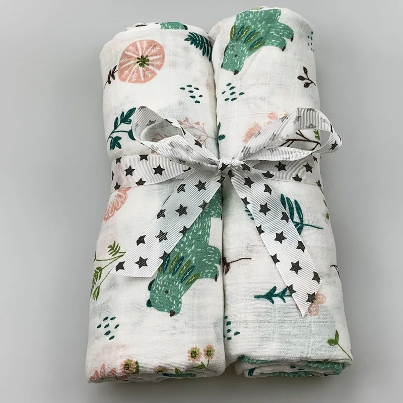 2pcs/set Newborn Baby Blanket Cotton Blanket Cartoon Pattern Multi-use Infant Stroller Cover Towel Baby Muslin Swaddle Wrap - Цвет: 16