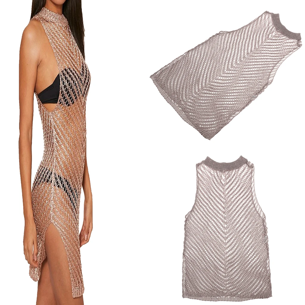 

Sexy Beach Tops Bikini Dresses Covered Net Cover-Up Women's T-Shirt